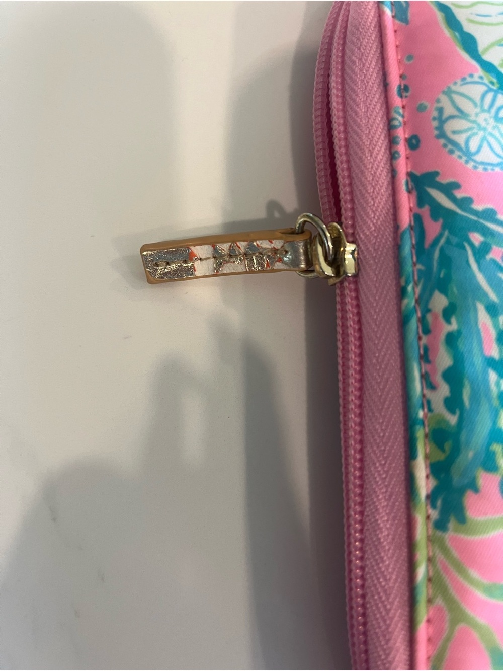 Lilly Pulitzer Pink Tropical Print Wristlet Wallet with Gold Strap - Picture 5 of 11